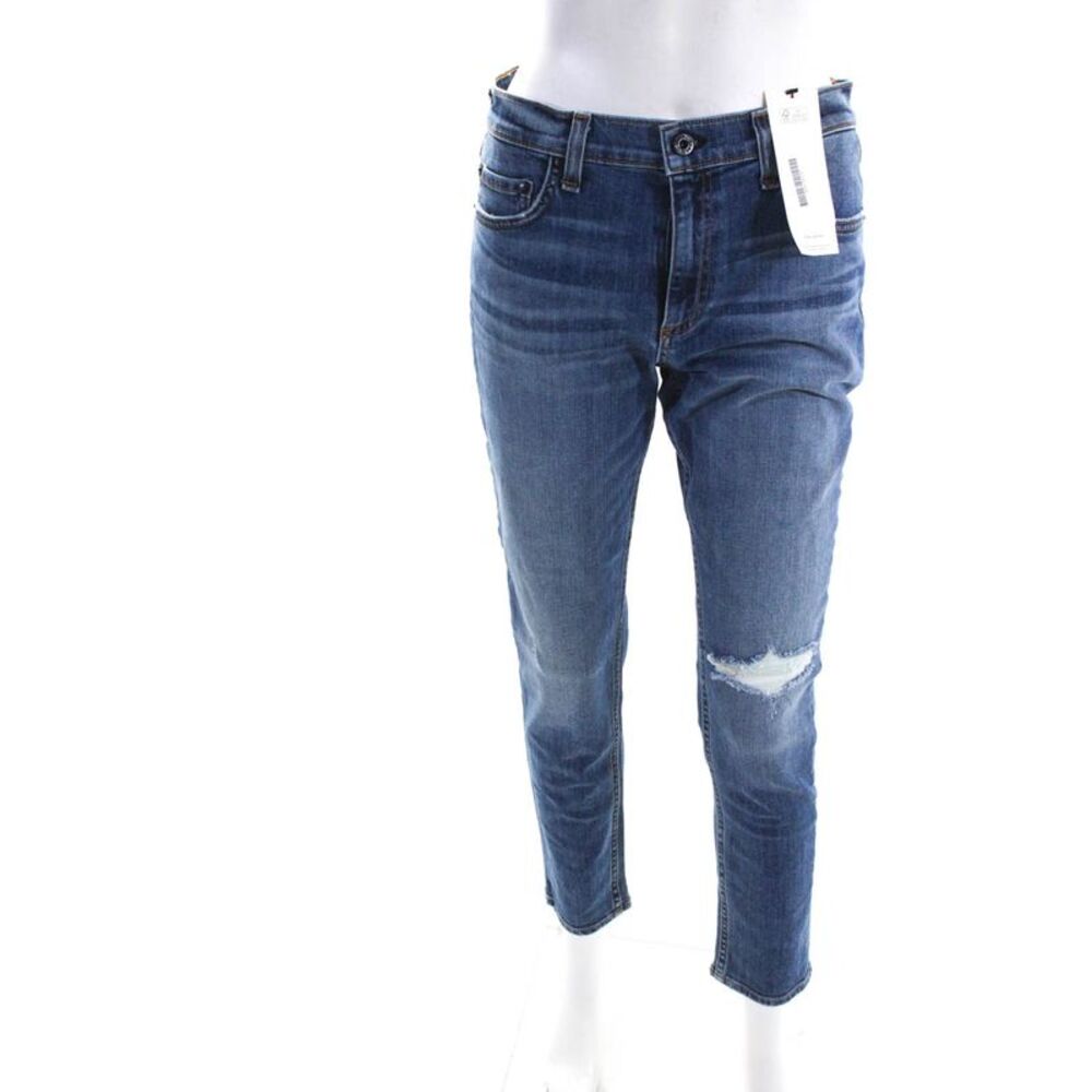 ASKKNY Women's High Waist Medium Wash Distress Skinny Denim Pant Size 28